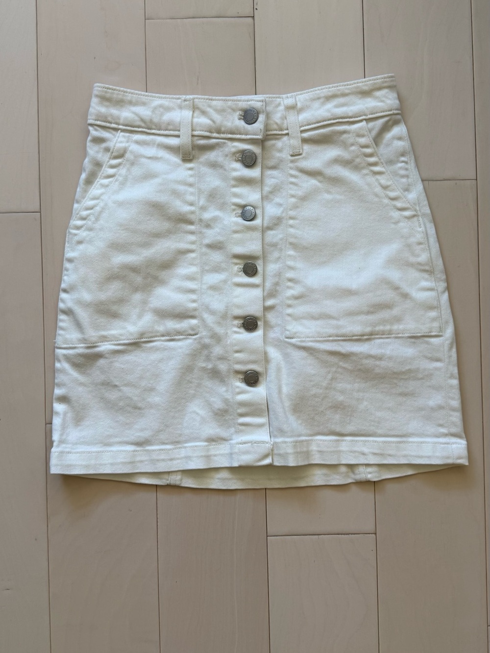 J Crew Mercantile Button-Front White Denim Skirt
